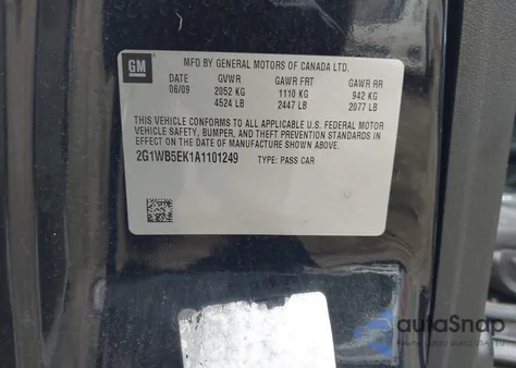 2010 Chevrolet Impala Lt from USA, damaged, VIN 2G1WB5EK1A1101249